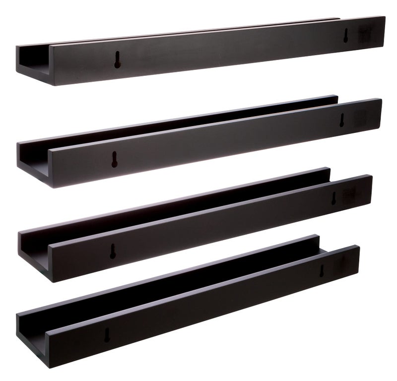 Kiera Grace Edge Wood Floating Shelves - 23", Black, 4Pack - Wall-Mounted Picture Frame Shelves for Home, Room, Office - Image 5