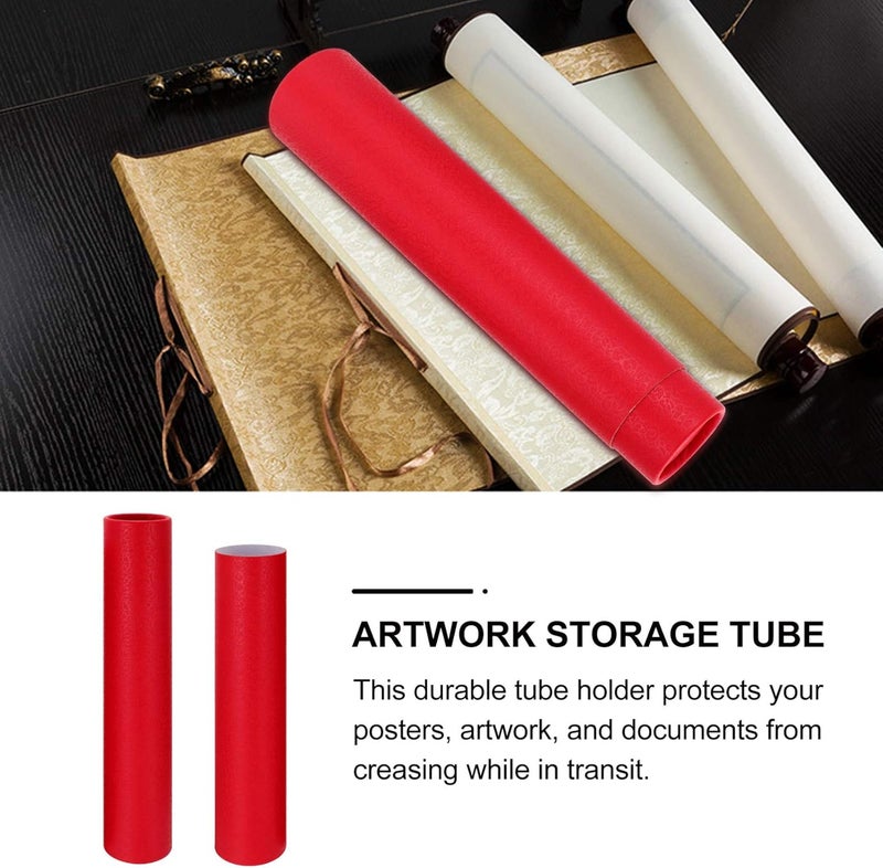 comfrt Expandable Document Tube for Posters Paper Drawing Mailing Tubes Shipping Calligraphy Painting Tubes Pull Out Artwork Poster Blueprints Tube Holder Red B - Image 3