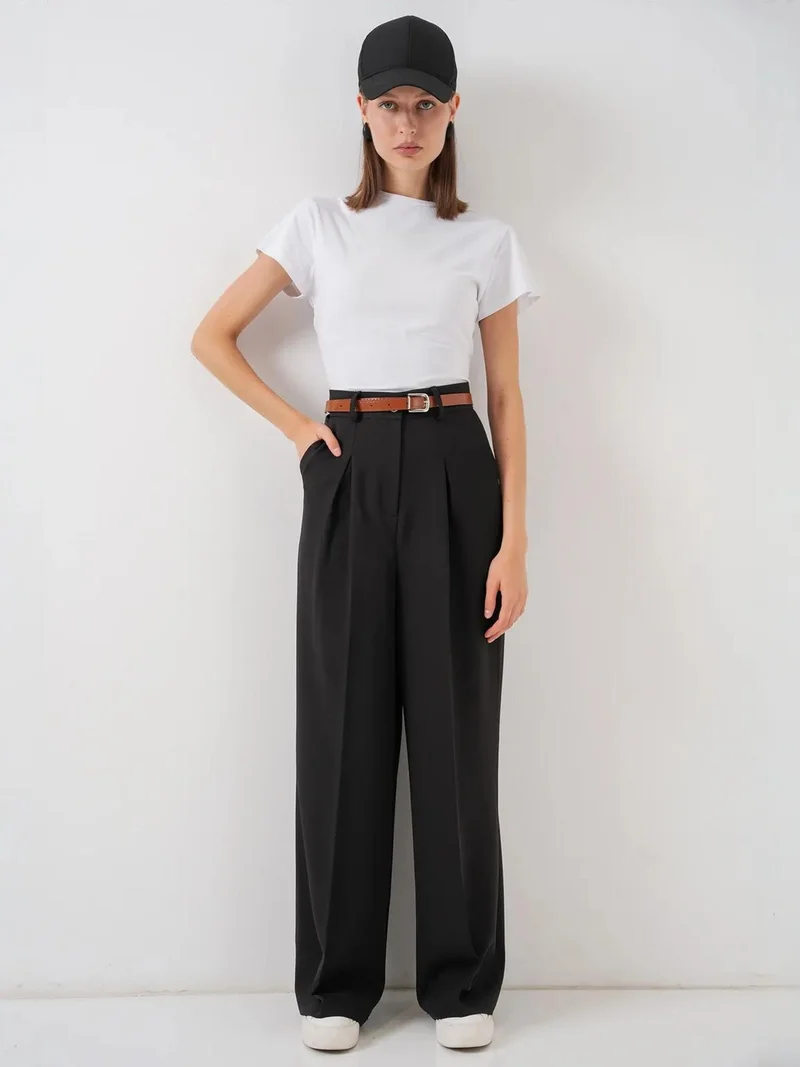 بيغ دارت بنطلون بالازو بخصر عالٍ مطوي من بي دارت