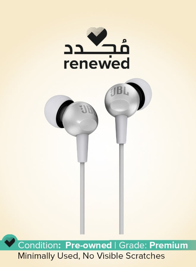 JBL Renewed - C200SI Premium In-Ear Wired Earphones with Mic - Signature Sound, One Button Remote, Metallic Finish Gray - Image 1
