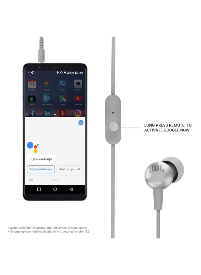 JBL Renewed - C200SI Premium In-Ear Wired Earphones with Mic - Signature Sound, One Button Remote, Metallic Finish Gray - Image 2