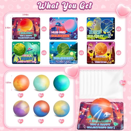 ShyLizard 24Pack Valentine Day Greeting Cards for Kids ExchangeValentine Day Gifts Bulk Valentines Cards Exchange for School Classroom Cards with Slime Ball Kit Valentine Party Favor - Image 5