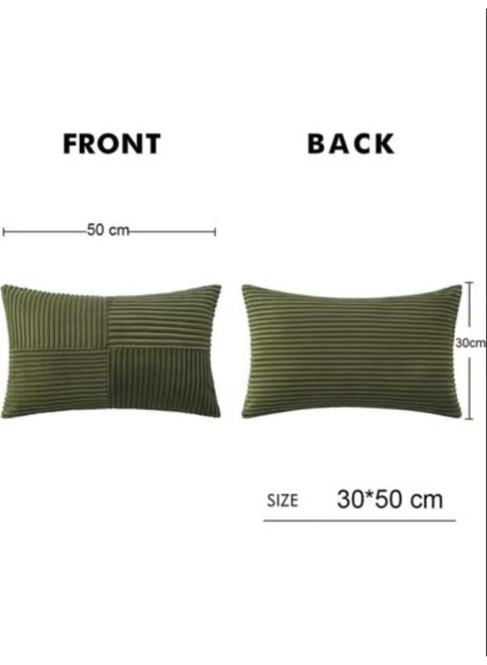 Arabest Set of 2 Boho Lumbar Accent Pillows Covers, Corduroy Textured Throw Pillow Covers with Cross Patchwork Design, Soft Spliced Decorative for Sofa, Bed & Reading Nook (Olive Green) - Image 5