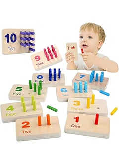 DURKU Wooden Counting Number Peg Board - Montessori Math Toy for Kids  - Image 1