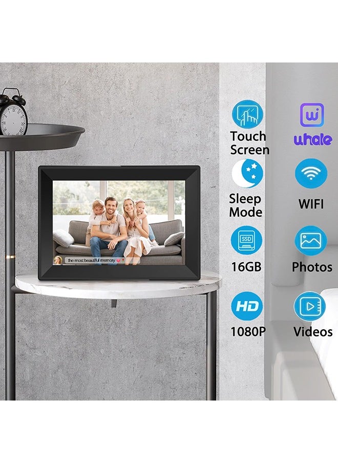 XiuWoo - 10.1inch Digital Picture Frame WiFi Smart Digital Photo Frame 1280 * 800 IPS HD Touch Screen Electronic Photo frame 16GB Storage, Use app Anytime Share Photos and Videos into Photo Frame - Image 1