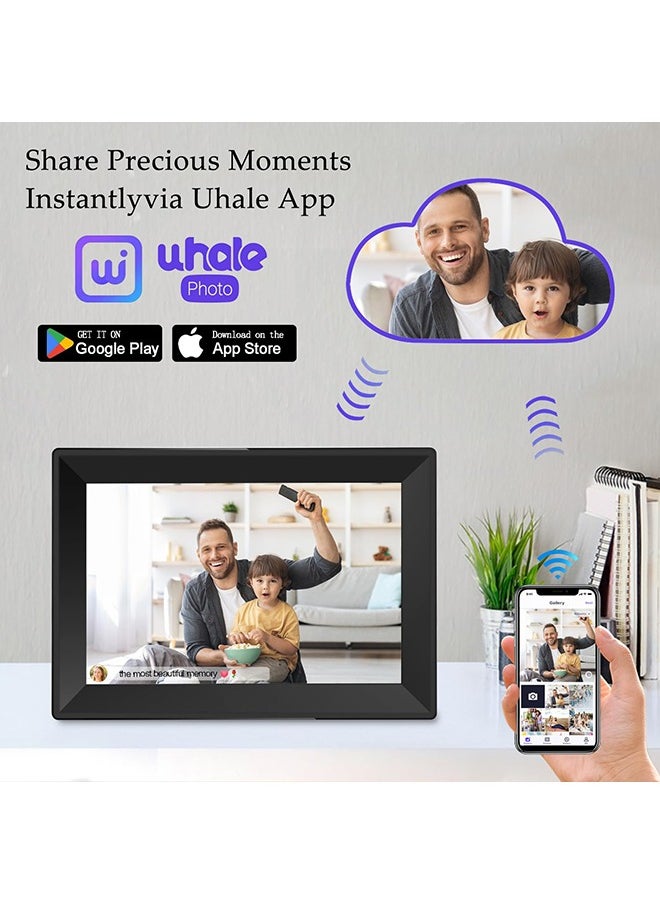 XiuWoo - 10.1inch Digital Picture Frame WiFi Smart Digital Photo Frame 1280 * 800 IPS HD Touch Screen Electronic Photo frame 16GB Storage, Use app Anytime Share Photos and Videos into Photo Frame - Image 1