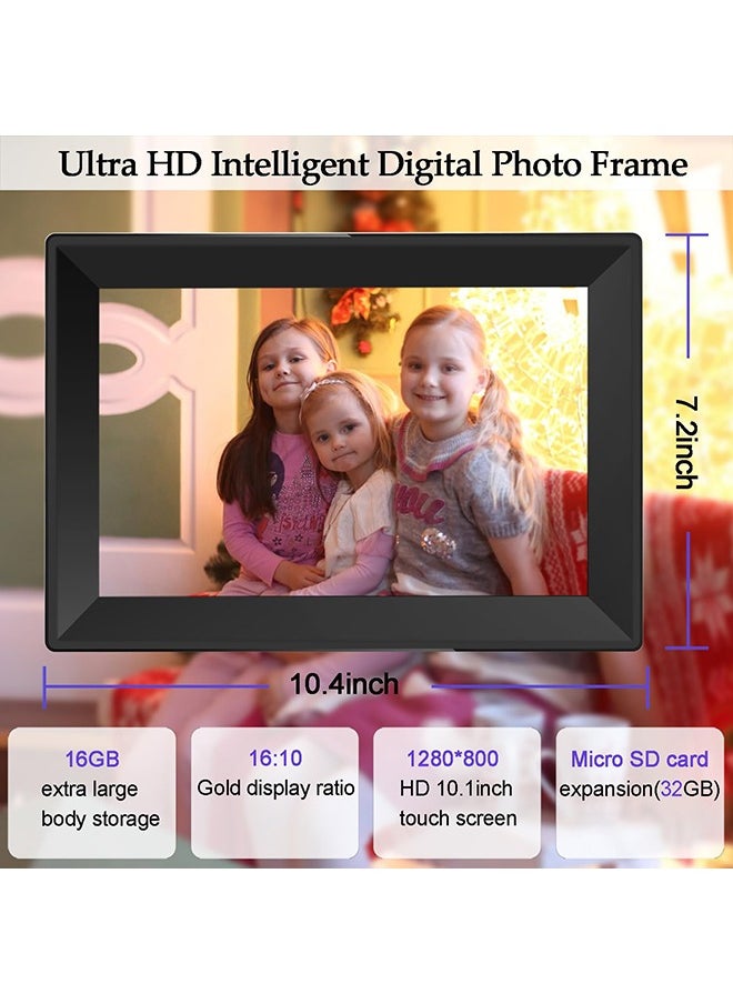XiuWoo - 10.1inch Digital Picture Frame WiFi Smart Digital Photo Frame 1280 * 800 IPS HD Touch Screen Electronic Photo frame 16GB Storage, Use app Anytime Share Photos and Videos into Photo Frame - Image 1