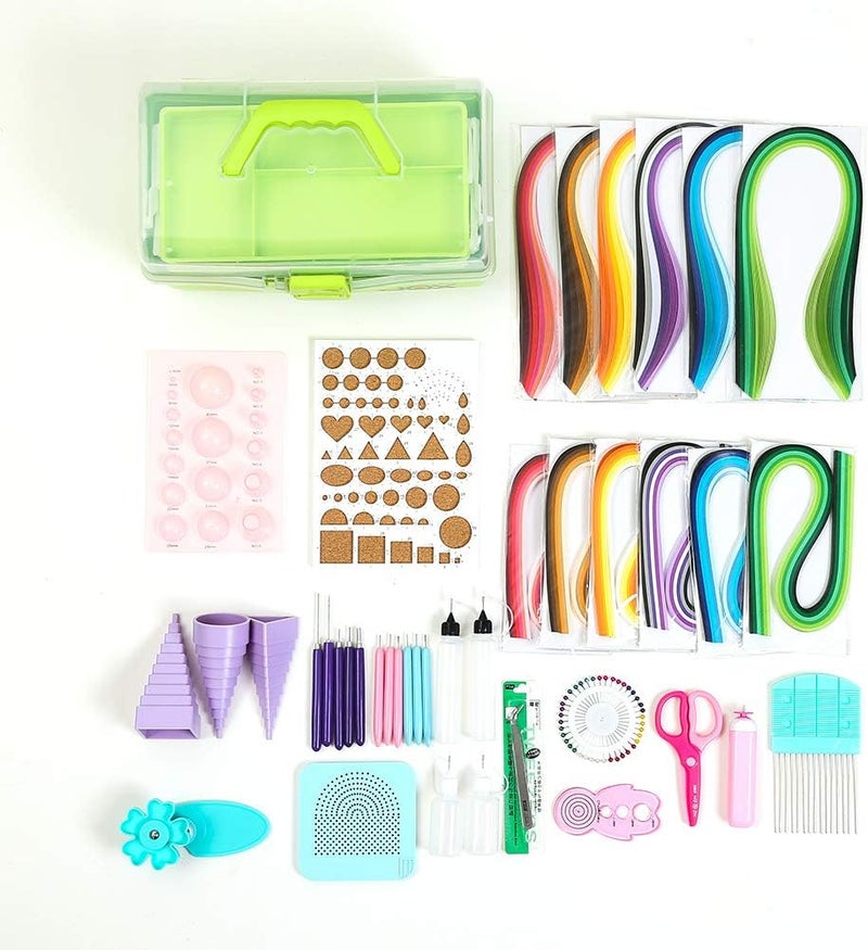 IMISNO Quilling Kits - Quilling Tools Supplies,Paper Crimper,Quilling Paper Strips for Beginners with Manual(Green Storage Toolbox) - Image 2