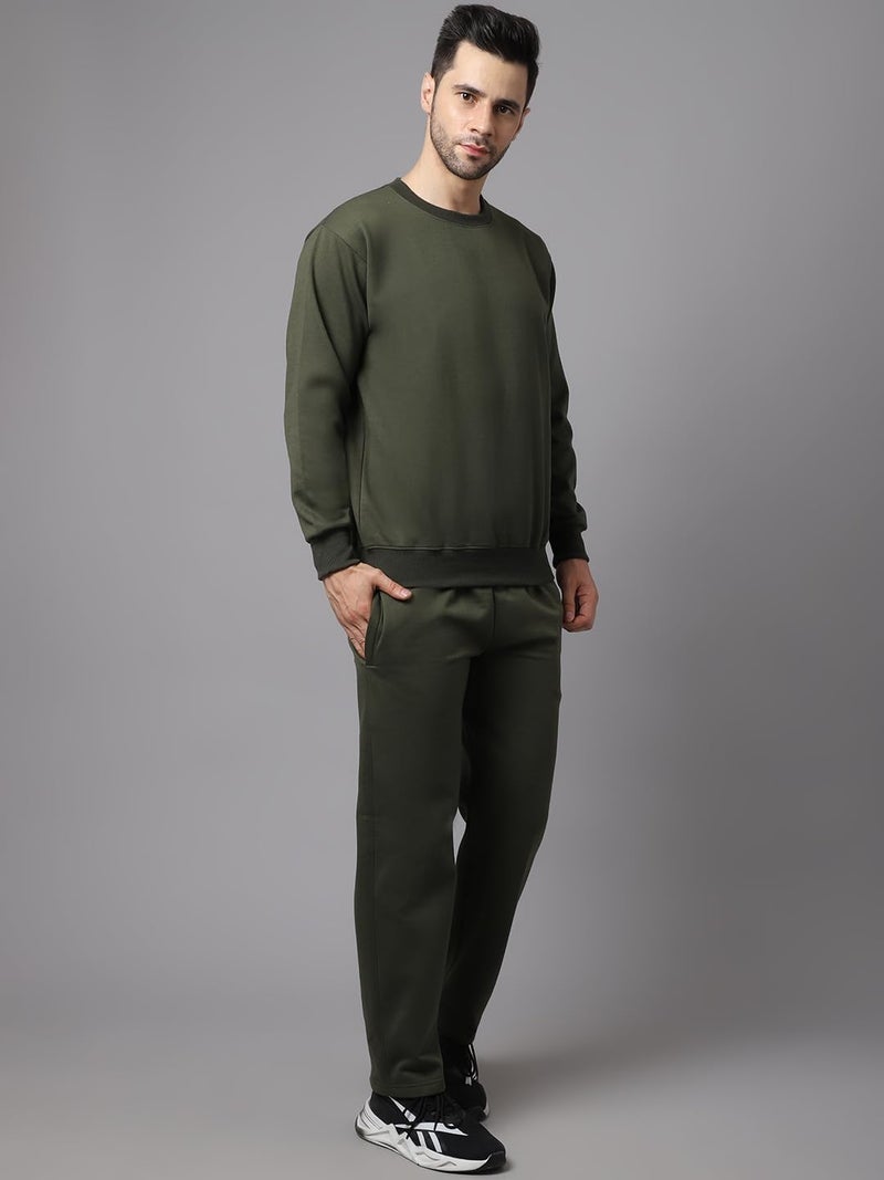 Mack Jonney Fleece Solid Olive Tracksuit for Men-OLIVE_SW_RN_LOWER_02-XL-V51 - Image 4