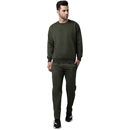 Mack Jonney Fleece Solid Olive Tracksuit for Men-OLIVE_SW_RN_LOWER_02-XL-V51 - Image 1