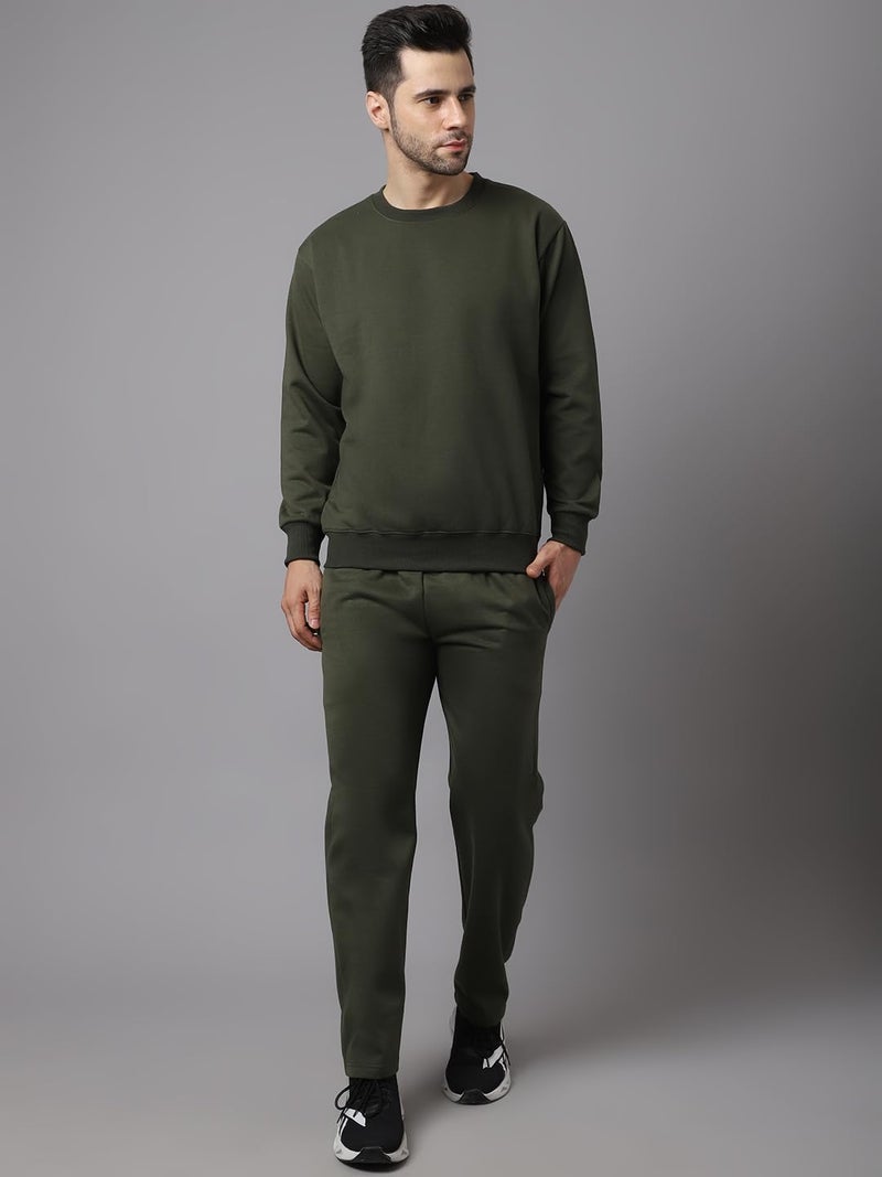 Mack Jonney Fleece Solid Olive Tracksuit for Men-OLIVE_SW_RN_LOWER_02-XL-V51 - Image 2