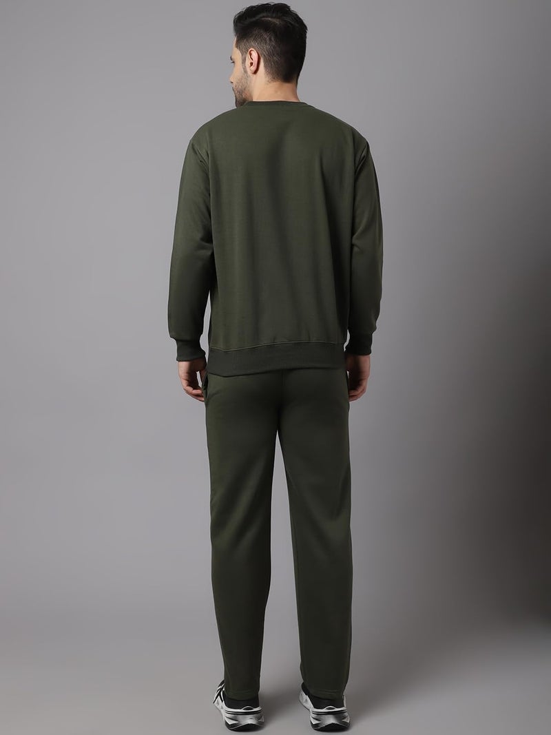 Mack Jonney Fleece Solid Olive Tracksuit for Men-OLIVE_SW_RN_LOWER_02-XL-V51 - Image 5