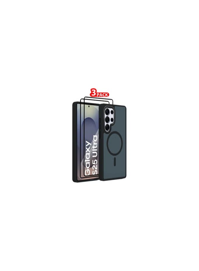 CATANES (for Samsung Galaxy S25 Ultra) 3Pakcs, Magnetic Slim Protective Case Wireless Charging Support with 2 Shock Proof 3D Screen Protectors - Black - Image 1