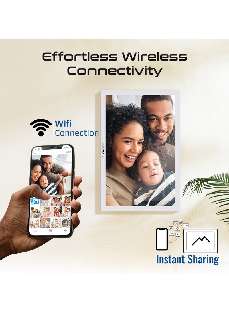 PROMATE Promate Full HD Digital Photo Frame with 15.6-Inch Touchscreen, 32GB Storage, Wireless App Control, Multi Picture & Video Formats Compatibility, USB/TF Card Support, Dual Speakers, Memoria-15  - Image 1