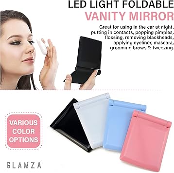 Glamza LED Light Foldable Illuminated Make Up Cosmetic Flip Beauty Vanity Mirror Travel - Image 5