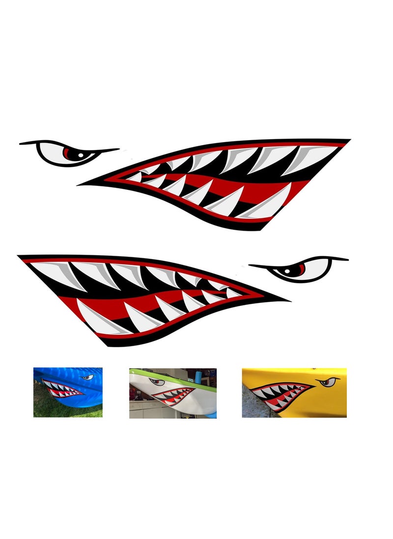 Alemon Alemon Shark Teeth Mouth Reflective Decals Graphics Sticker Fishing Boat Canoe Car Truck Kayak Decals Accessories148 x 50 inches 