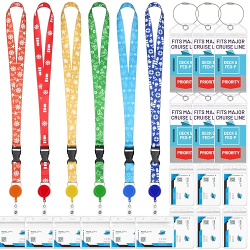 Billbotk Cruise Lanyards, 6 Pack Waterproof Cruise Luggage Tags with Ship Key Card Badge Holder Travel Lanyard Retractable, Cruise Essentials Accessories - Image 1