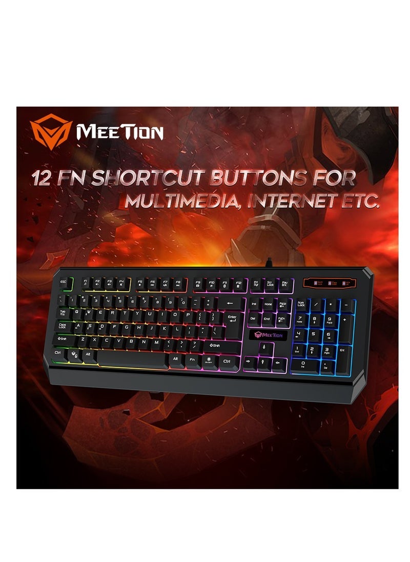 Meetion Meetion K9320 Waterproof Backlit RGB Gaming Keyboard – Durable and Spill-Resistant Design with Vibrant RGB Lighting and 19 Anti-Ghosting Keys for Precise Gaming Control – Perfect for PC Gamers Seeking Performance and Style  - Image 5