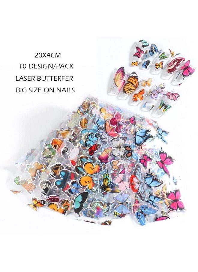S.A.V.I 10 Sheets Nail Foil Transfer Sticker Big Butterfly Series Diy Holographic Nail Decoration Nail Foil Wraps Decal For Fingernails Women 20X4 Cm Per Sheet  - Image 3