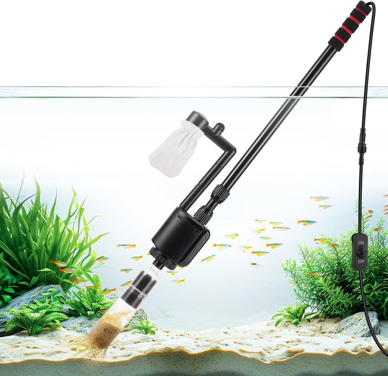 AQQA Aquarium Gravel Cleaner Kit, 6 in 1 Electric Fish Tank Vacuum Cleaning Tools Water Changer, Multifunction Wash Sand Filter Water Circulation 20W 320GPH 110V - Image 1
