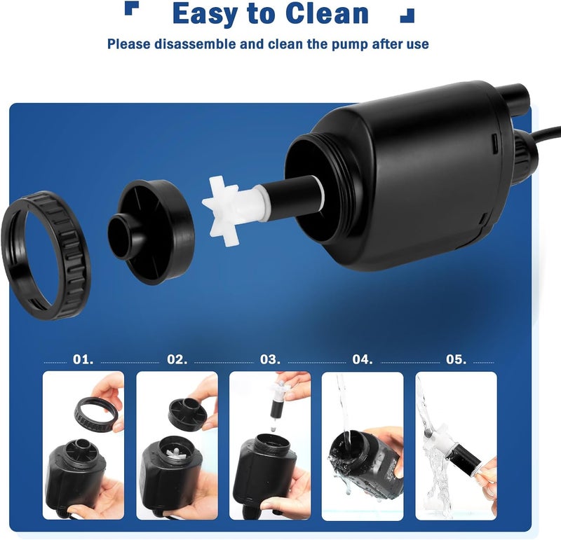 AQQA Aquarium Gravel Cleaner Kit, 6 in 1 Electric Fish Tank Vacuum Cleaning Tools Water Changer, Multifunction Wash Sand Filter Water Circulation 20W 320GPH 110V - Image 5