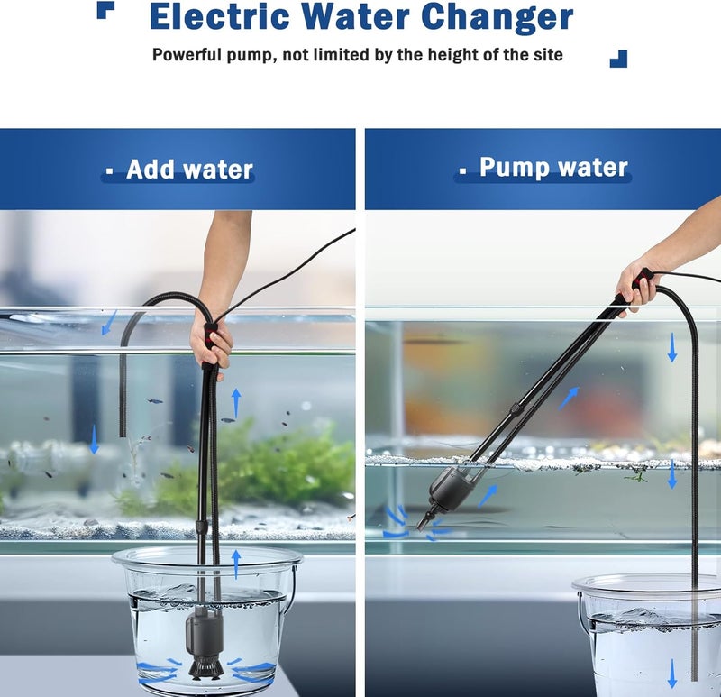 AQQA Aquarium Gravel Cleaner Kit, 6 in 1 Electric Fish Tank Vacuum Cleaning Tools Water Changer, Multifunction Wash Sand Filter Water Circulation 20W 320GPH 110V - Image 4