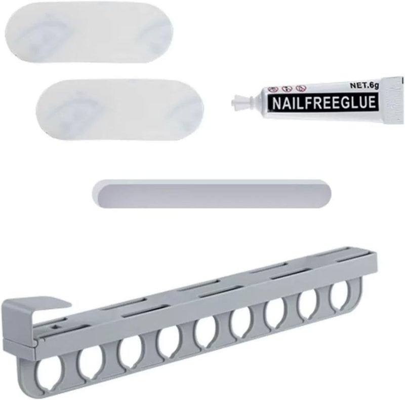 Hangers Plastic，Space Saving Hangers Pull Out Pant Rack Pull Out Clothes Rack Closet Storage Dress Organizer with 9 Hole for Belts(Gray) - Image 4