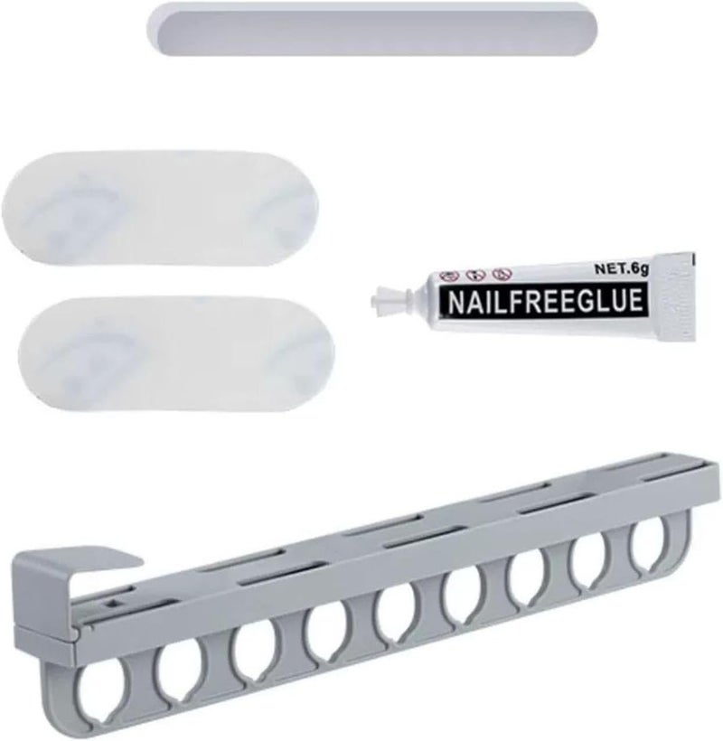 Hangers Plastic，Space Saving Hangers Pull Out Pant Rack Pull Out Clothes Rack Closet Storage Dress Organizer with 9 Hole for Belts(Gray) - Image 5
