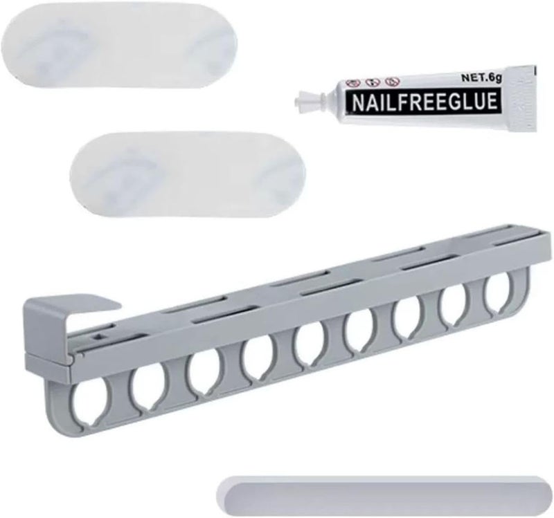 Hangers Plastic，Space Saving Hangers Pull Out Pant Rack Pull Out Clothes Rack Closet Storage Dress Organizer with 9 Hole for Belts(Gray) - Image 1