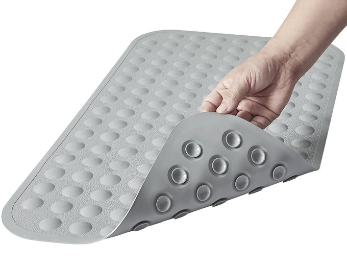 BATHTUB MAT NON SLIP BATH MAT FOR TUB SILICONE SOFT SAFE BATH TUB MAT NON SLIP SHOWER MATS SUCTION CUPS BATH TUB ANTI SLIP MATT FOR KIDS ELDERLY NON TOXIC MACHINE WASHABLEGREY