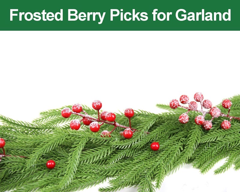 Feitore 30 Pack Snow Frosted Red Berry Stems 8.9" Holly Frosted Berry Picks Snowy Artificial Red Berries for Christmas Tree Filler Picks and Sprays Holiday DIY Crafts Christmas Decor - Image 5