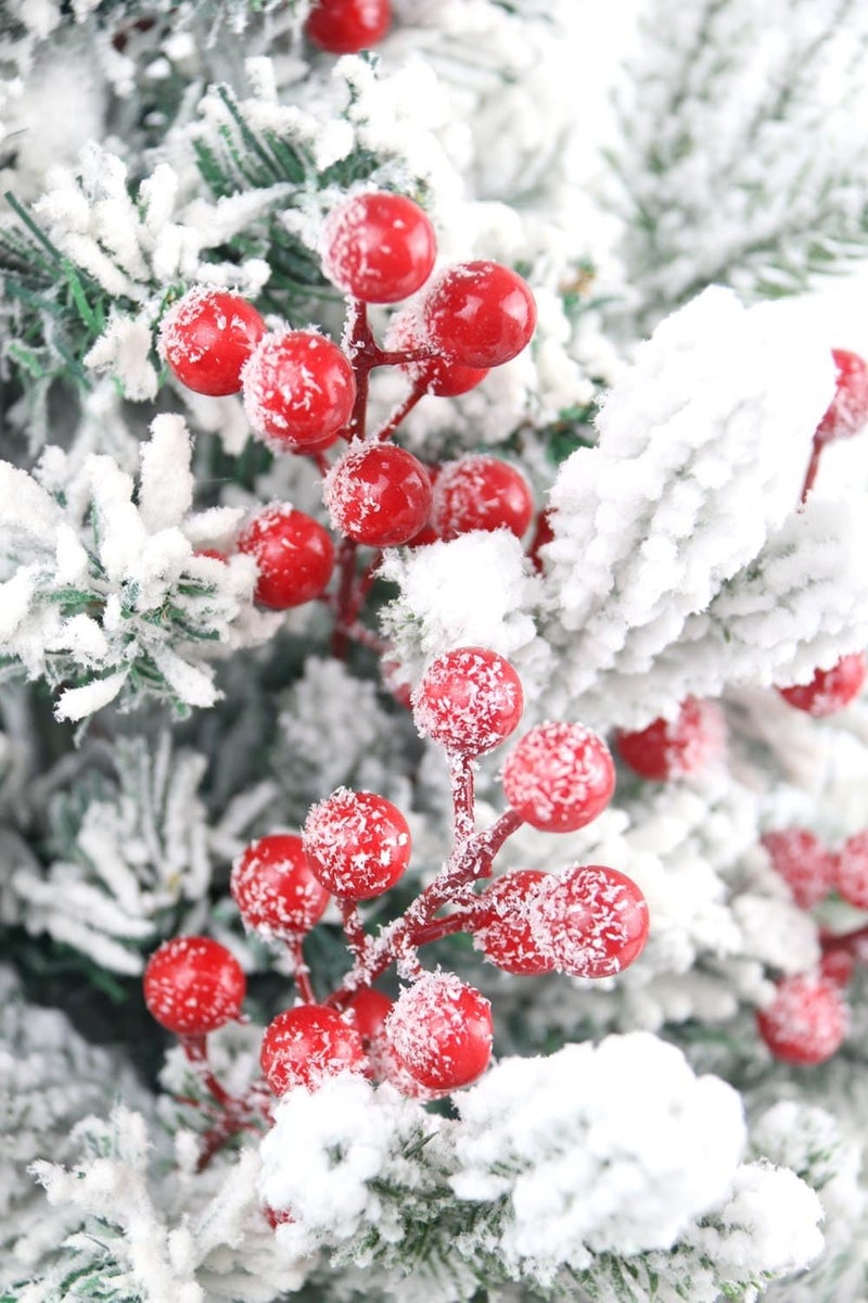 Feitore 30 Pack Snow Frosted Red Berry Stems 8.9" Holly Frosted Berry Picks Snowy Artificial Red Berries for Christmas Tree Filler Picks and Sprays Holiday DIY Crafts Christmas Decor - Image 3