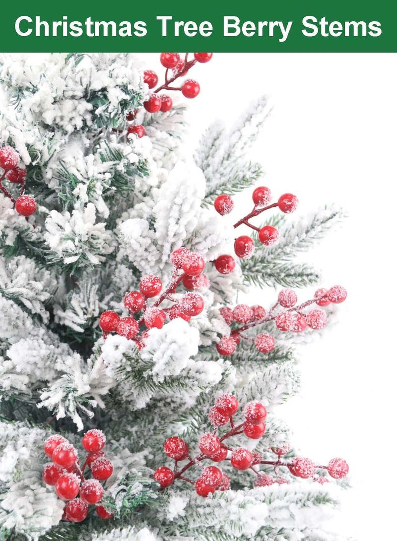 Feitore 30 Pack Snow Frosted Red Berry Stems 8.9" Holly Frosted Berry Picks Snowy Artificial Red Berries for Christmas Tree Filler Picks and Sprays Holiday DIY Crafts Christmas Decor - Image 2