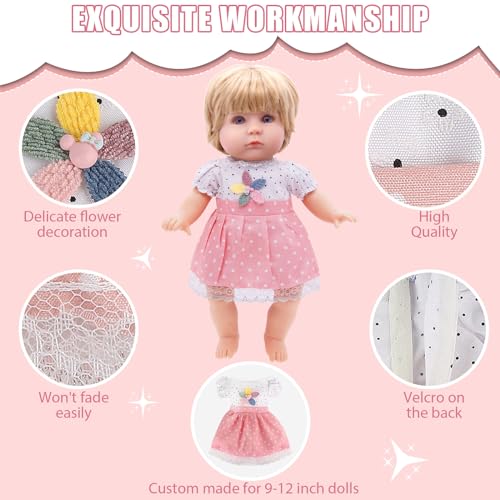 MLcnleS Alive Doll Clothes and Accessories Baby Doll Dresses Fit for 10 11 12 Inch Girl Dolls 6 Sets Dolls Outfits Include Dresses Pajamas OnePiece Suit Jumpsuits for Girls Gifts Christmas - Image 5
