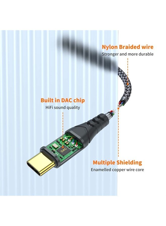 JXMOX محول USB نوع C إلى جاك سماعة رأس 3.5 مم أنثوي، كابل دنجلي صوت USB C متوافق مع سامسونج جالاكسي S23 S23+ S22 S21 S20 ألترا نوت 20 10 S10 S9 بلس، بيكسل 4 3 2 XL، آيباد برو، ماك بوك - Image 3