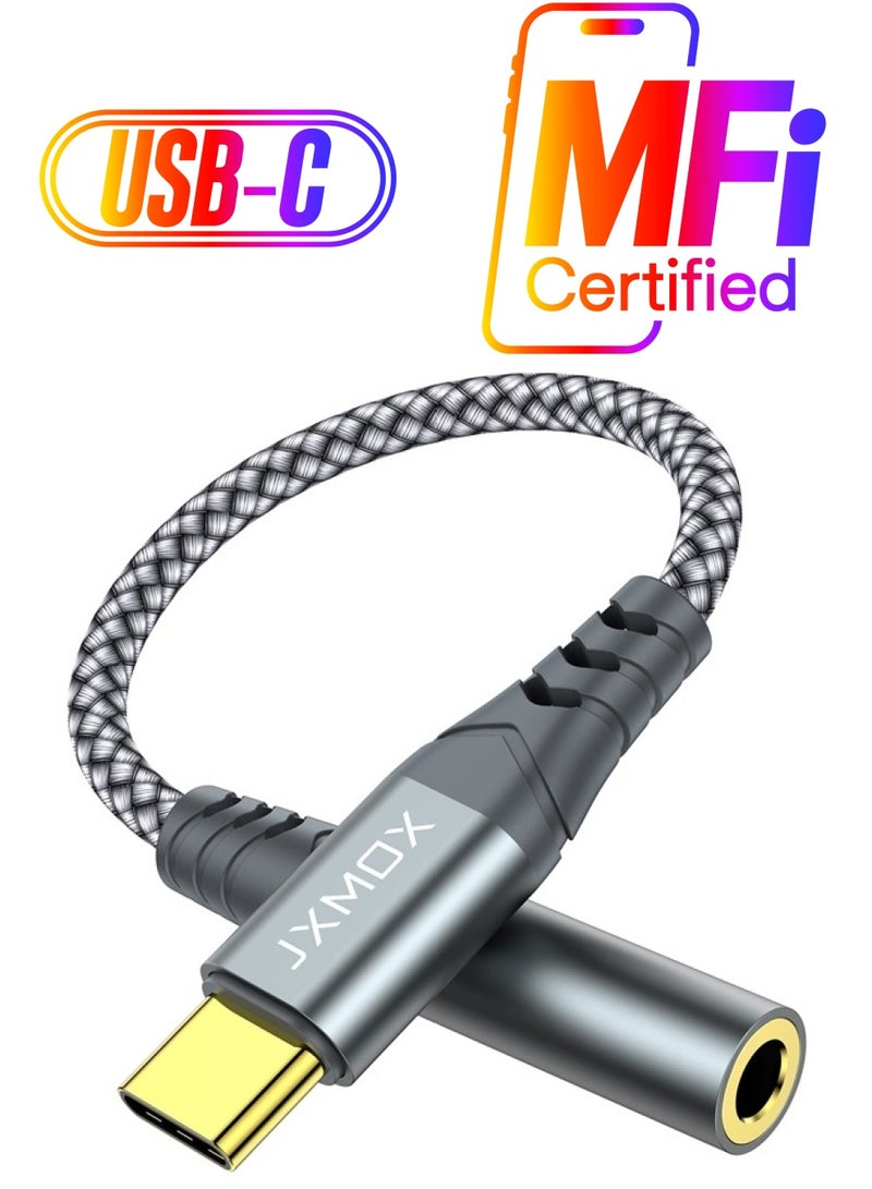 JXMOX محول USB نوع C إلى جاك سماعة رأس 3.5 مم أنثوي، كابل دنجلي صوت USB C متوافق مع سامسونج جالاكسي S23 S23+ S22 S21 S20 ألترا نوت 20 10 S10 S9 بلس، بيكسل 4 3 2 XL، آيباد برو، ماك بوك - Image 1