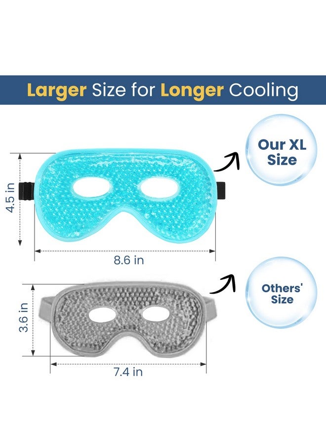 BeeVines Gel Eye Mask, 2 Pack XL Jumbo Size Cooling Ice Masks for Puffy Eyes for Men & Women, Cold & Warm Compress for Post Surgery, Puffiness, Allergies, Sinuses & Migraines Treatment - Image 3
