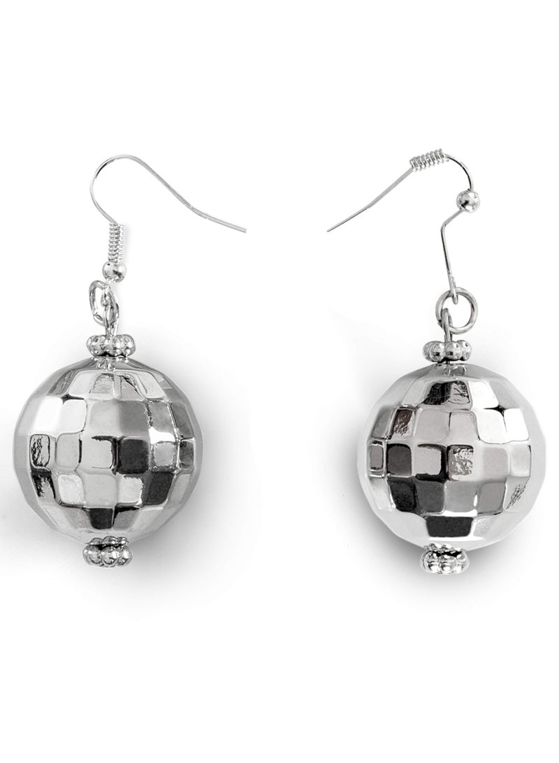 KASTWAVE Disco Ball Jewelry Set, 1970s Silver Diva Mirror Balls Costume Bracelet and Earrings, 60's or 70's Dance Party Costume Accessories for Women and Girls - Image 3