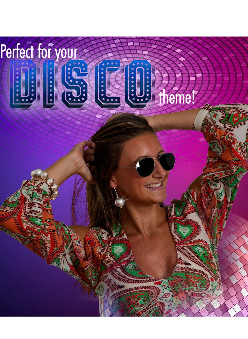 KASTWAVE Disco Ball Jewelry Set, 1970s Silver Diva Mirror Balls Costume Bracelet and Earrings, 60's or 70's Dance Party Costume Accessories for Women and Girls - Image 5