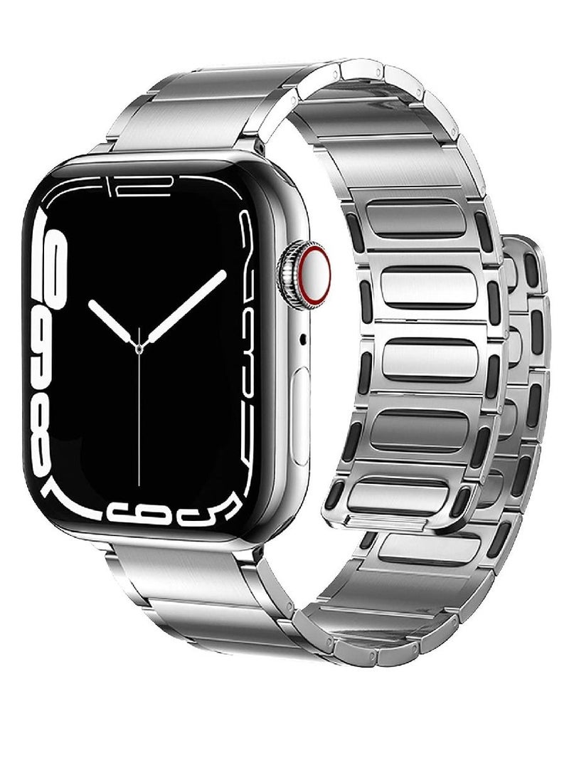 miYou Bluetooth Call Magnetic Stainless Steel Men Sports Fitness Tracker IP67 Waterproof Smartwatch For IOS Android - Silver/Silver  - Image 1