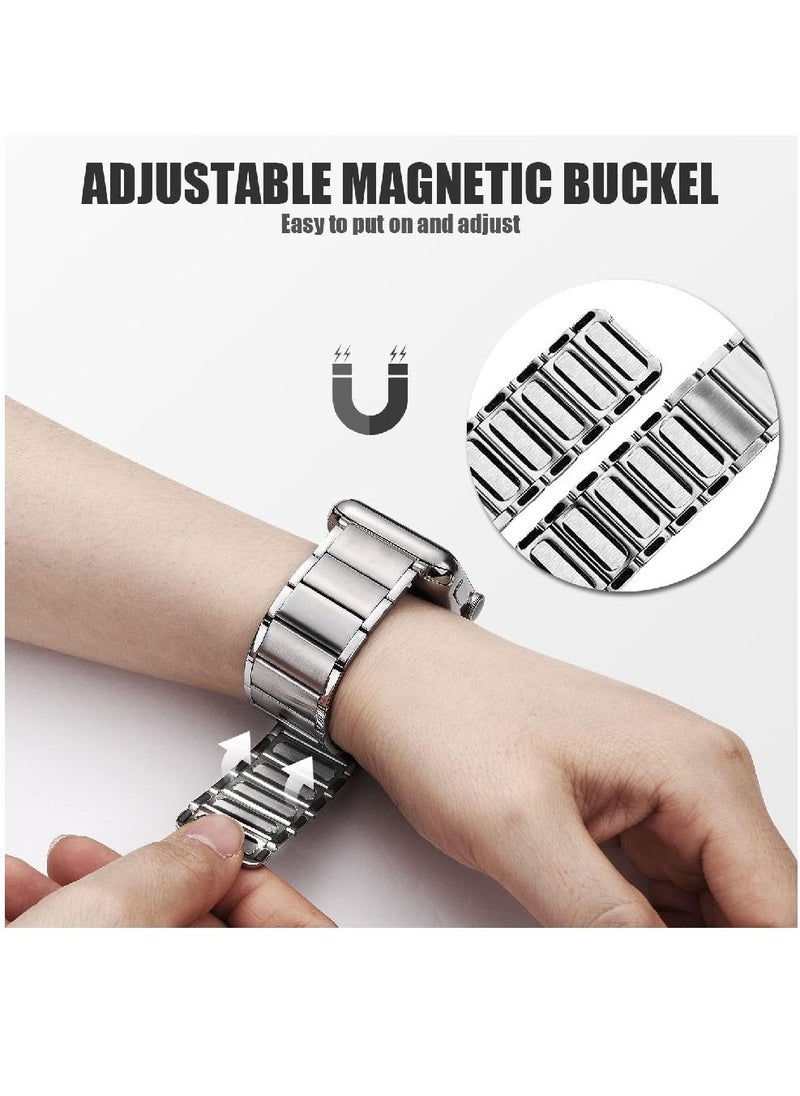 miYou Bluetooth Call Magnetic Stainless Steel Men Sports Fitness Tracker IP67 Waterproof Smartwatch For IOS Android - Silver/Silver  - Image 3