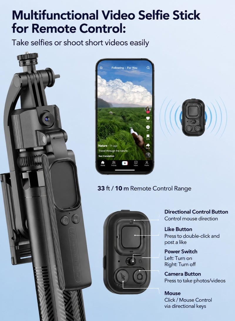 ARNOTEC C17 Smart AI Tracking Selfie Stick Tripod, 163.5cm Long Quad-Leg Anti-Shake Gimbal with Bluetooth Remote, 360° Auto Face Tracking, Gesture Control, 1/4" Interface, Detachable Phone Holder for Vlogging, TikTok, YouTube (Black) - Image 4