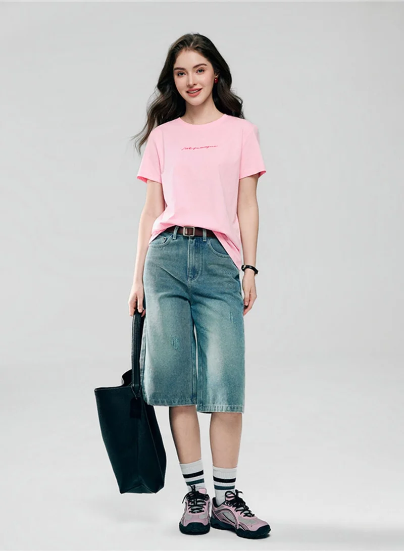 GIORDANO  Women’s Cotton Crew Neck Printed Comfort Tee for Women | Best Price UAE