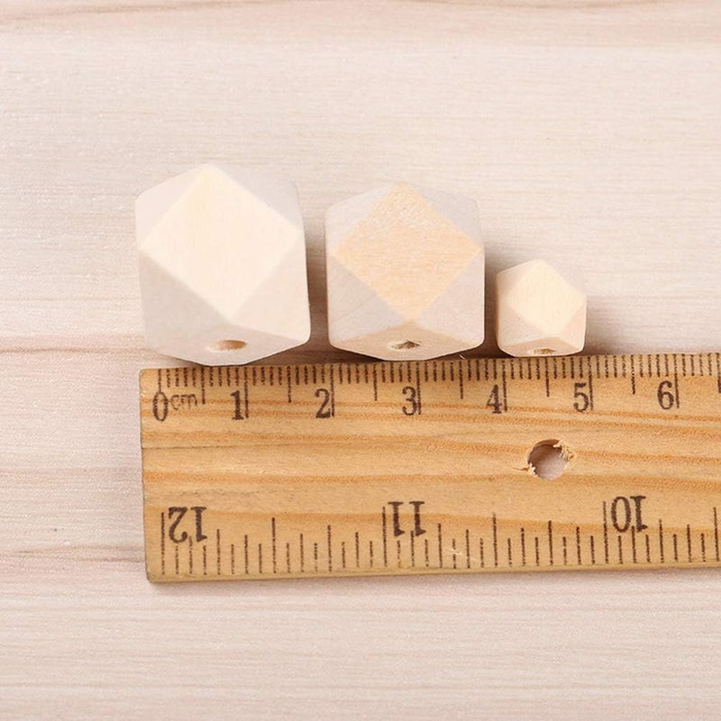comfrt 100PCS Unpainted Faceted Geometric Wood Beads-10mm Natural Color Polygons Shape DIY Wooden Spacer Beads with Hole for Handmade Necklace - Image 5