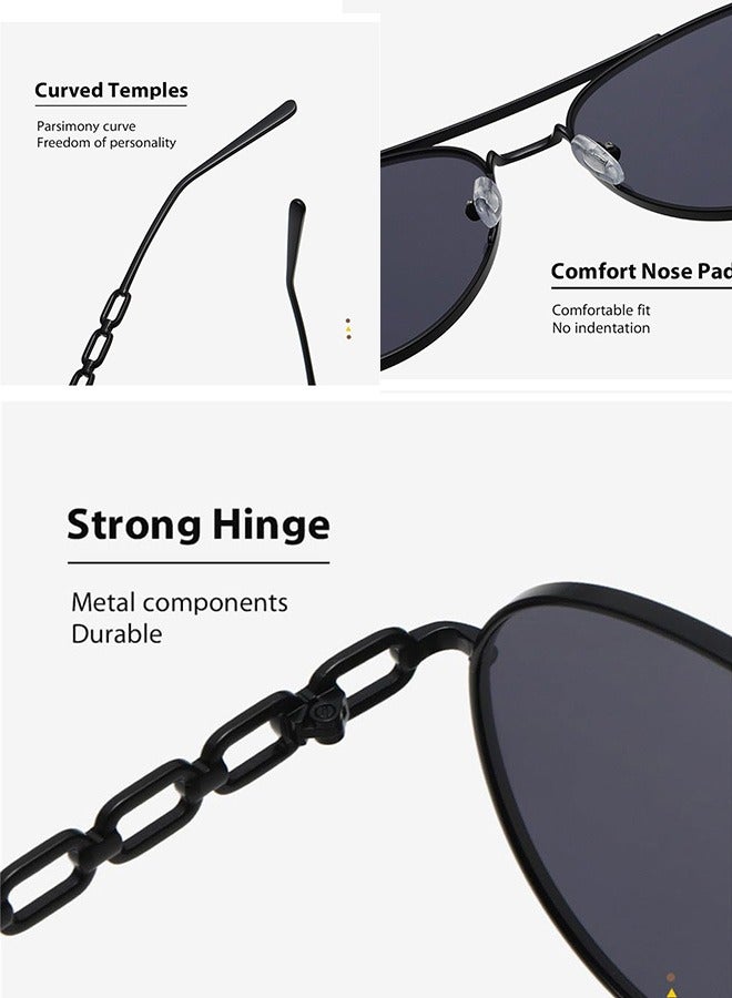 آأزورب نظارات شمسية أفياتور للرجال نسائية بإطار نظارة معدني وتصميم أنيق للمعابد النظارات - الشمسية نظارات شمسية نسائية ورجالية عصرية للسيدات رجال نضرات تحميهم من نضارات الأشعة فوق البنفسجية بنى - Image 3