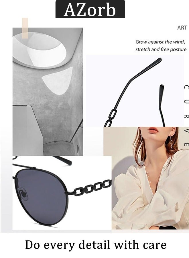 آأزورب نظارات شمسية أفياتور للرجال نسائية بإطار نظارة معدني وتصميم أنيق للمعابد النظارات - الشمسية نظارات شمسية نسائية ورجالية عصرية للسيدات رجال نضرات تحميهم من نضارات الأشعة فوق البنفسجية بنى - Image 4