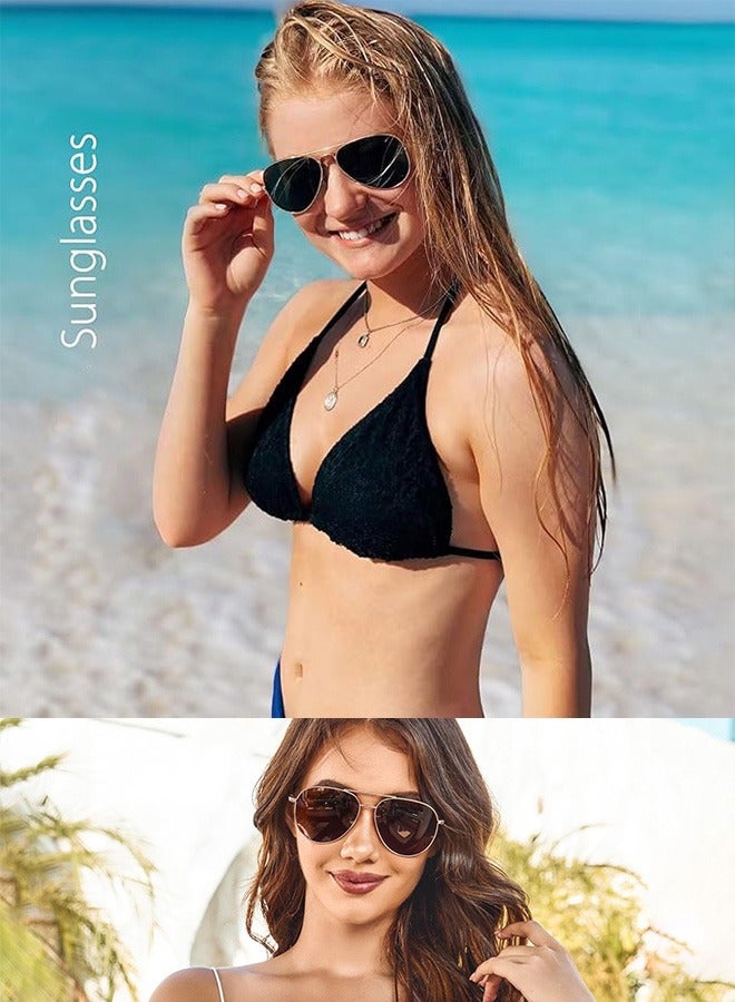 آأزورب نظارات شمسية أفياتور للرجال نسائية بإطار نظارة معدني وتصميم أنيق للمعابد النظارات - الشمسية نظارات شمسية نسائية ورجالية عصرية للسيدات رجال نضرات تحميهم من نضارات الأشعة فوق البنفسجية بنى - Image 5