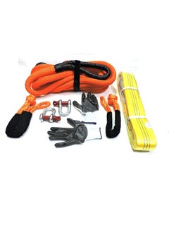 4XFORZA Towing and Recovery Kit for Off Roading with Kinetic Recovery Rope Soft Shackles Steel Shackles Flat Tow Rope and Pair of Gloves  - Image 1