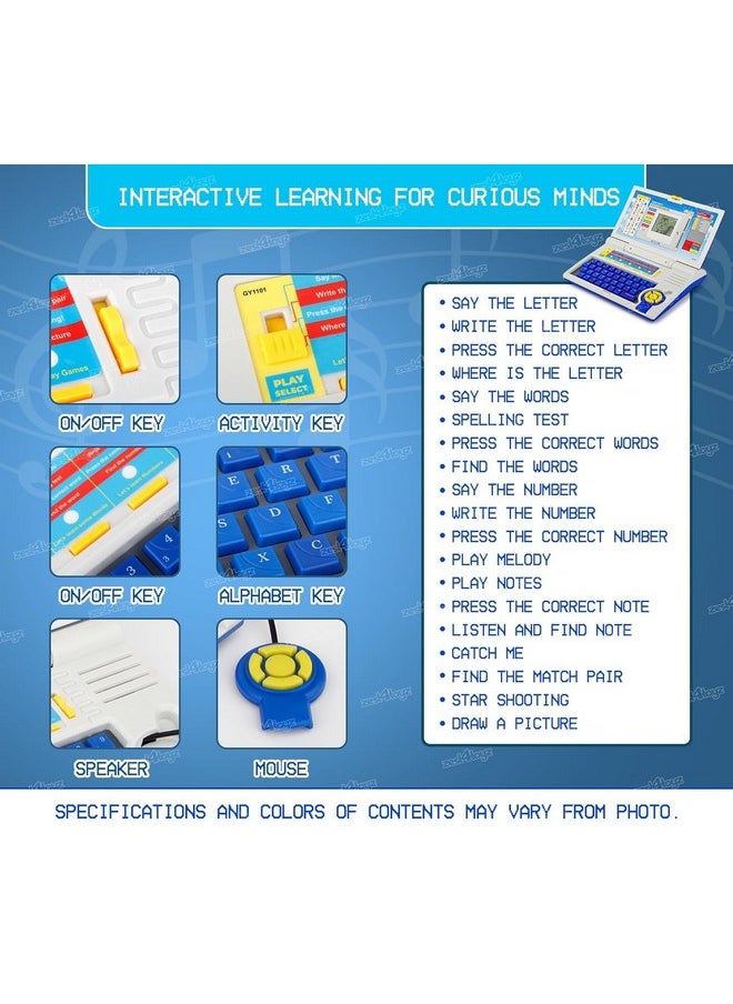 Zest 4 Toyz - Kids Learning Laptop Notebook Toy with 20 Fun Activity Learning Modes to Learn Alphabet, Words, Numbers, Play Games and Music - Educational Learning Computer for Boys Girls Ages 3+ with Mouse - Image 1
