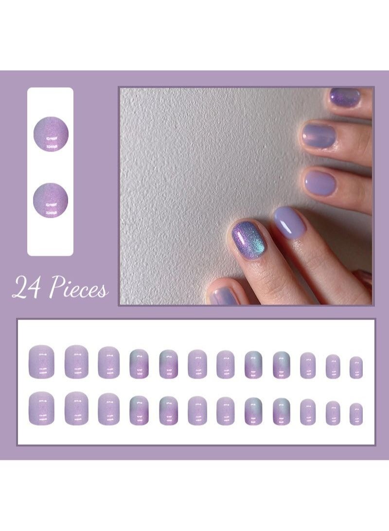 SCHAVO Purple Starry Sky 24Pcs Short Press On Nails - Image 2